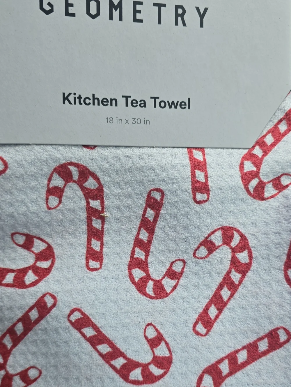 Geometry Christmas Candy Canes Tea Towel- Nwt- 18x30